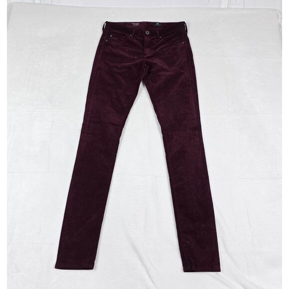 Ag Adriano Goldschmied Denim - AG Adriano Goldschmied Women’s Burgundy Corduroy Super Skinny Jeans Sizez 27